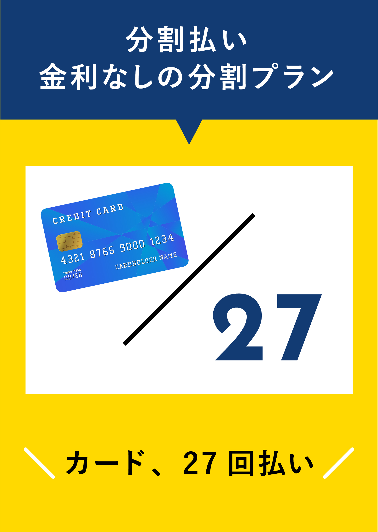分割払い金利なしのプラン（カード、27回払い）
